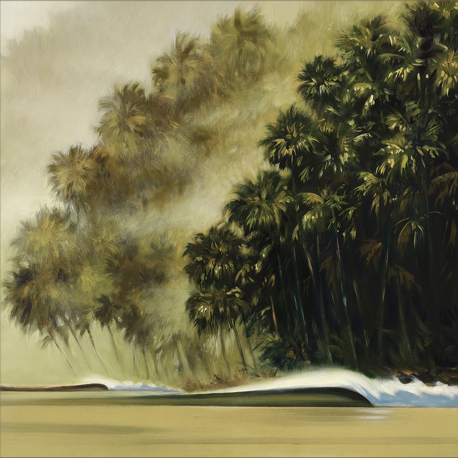 "Point Savage" Dream-like wavescape of a lush tropical shore brings a sense of peace and calm to any space.